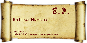 Balika Martin névjegykártya